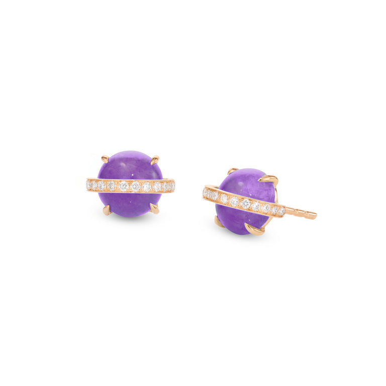 Saturn Studs Stoned – Rose Gold Amethyst Saturn Studs Stoned – Rose Gold Amethyst