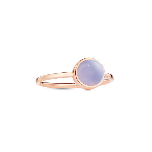 Circle sticker ring rose gold with lavender chalcedony