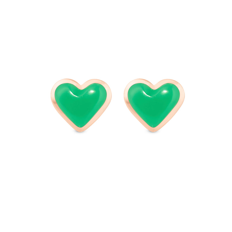 Love Sticker Studs – Rose Gold Chrysoprase Love Sticker Studs – Rose Gold Chrysoprase