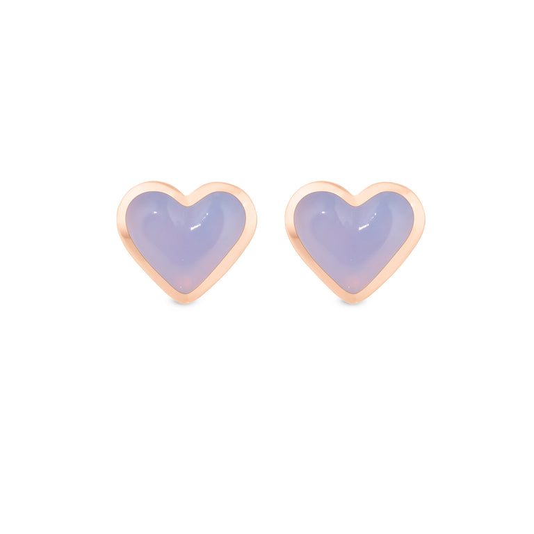 Love Sticker Studs – Rose Gold Lavender Chalcedony Love Sticker Studs – Rose Gold Lavender Chalcedony