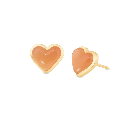 Love-sticker-studs-yellow-gold-with-orange-moonstone
