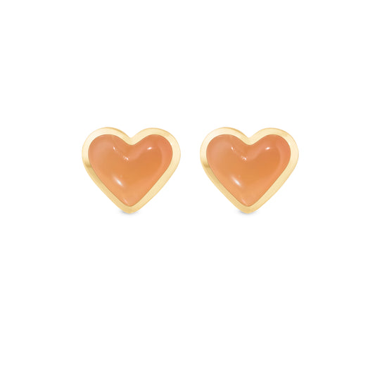 Love-sticker-studs-yellow-gold-with-orange-moonstone