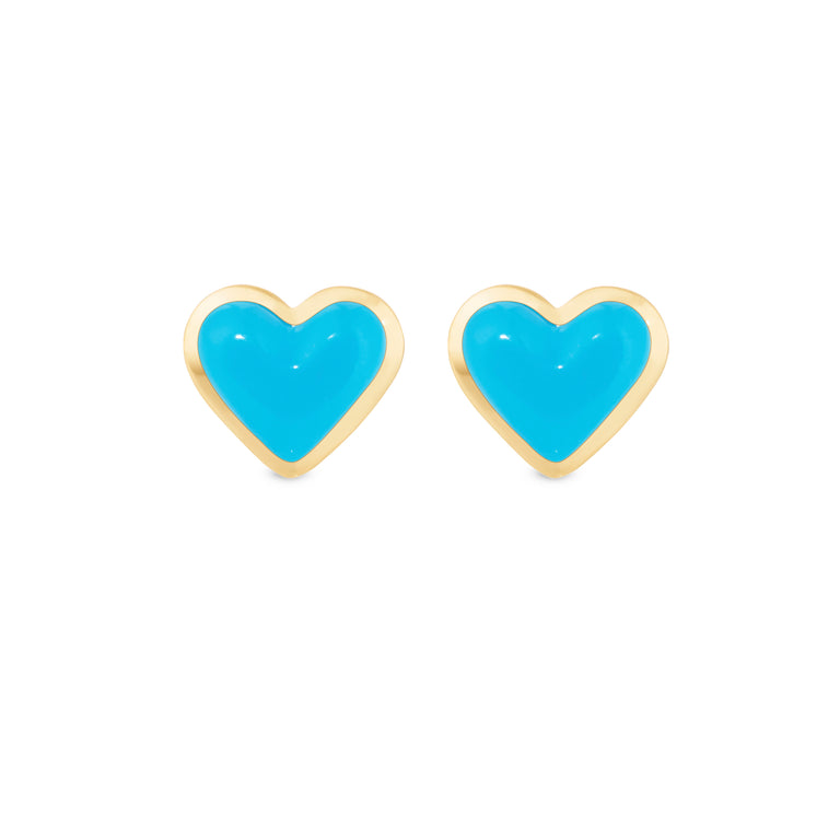 Love Sticker Studs – Yellow Gold Turquoise Love Sticker Studs – Yellow Gold Turquoise
