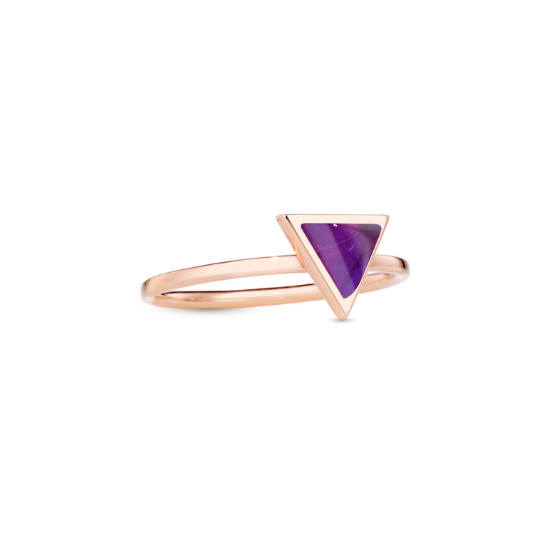Triangle Sticker Ring – Rose Gold Amethyst Triangle Sticker Ring – Rose Gold Amethyst