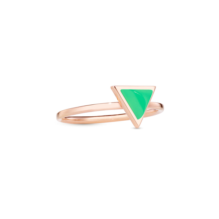 Triangle Sticker Ring – Rose Gold Chrysoprase Triangle Sticker Ring – Rose Gold Chrysoprase