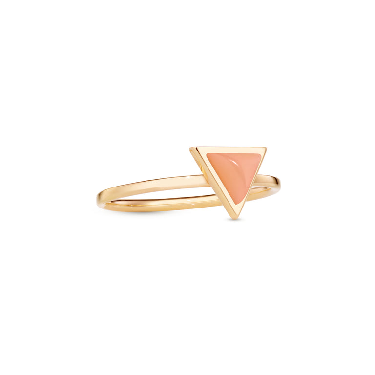 Triangle Sticker Ring – Yellow Gold Orange Moonstone Triangle Sticker Ring – Yellow Gold Orange Moonstone