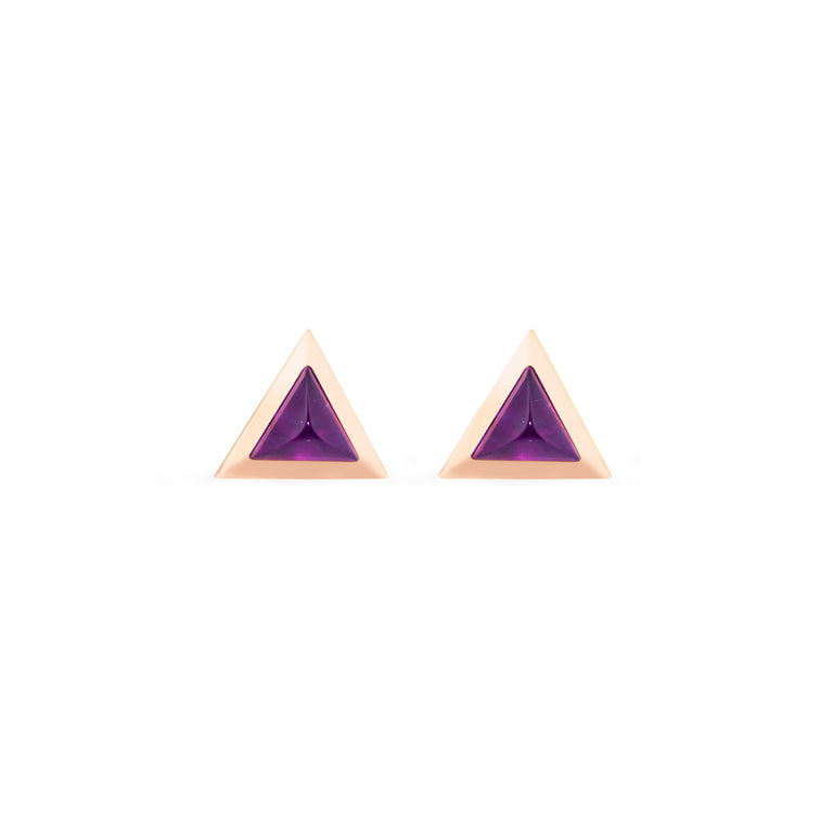 Triangle Sticker Studs – Rose Gold Amethyst Triangle Sticker Studs – Rose Gold Amethyst