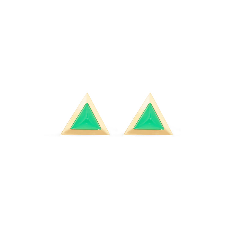 Triangle Sticker Studs – Yellow Gold Chrysoprase Triangle Sticker Studs – Yellow Gold Chrysoprase