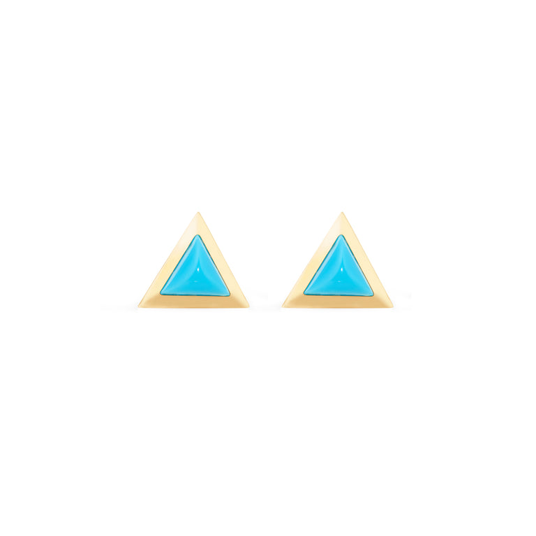 Triangle Sticker Studs – Yellow Gold Turquoise Triangle Sticker Studs – Yellow Gold Turquoise