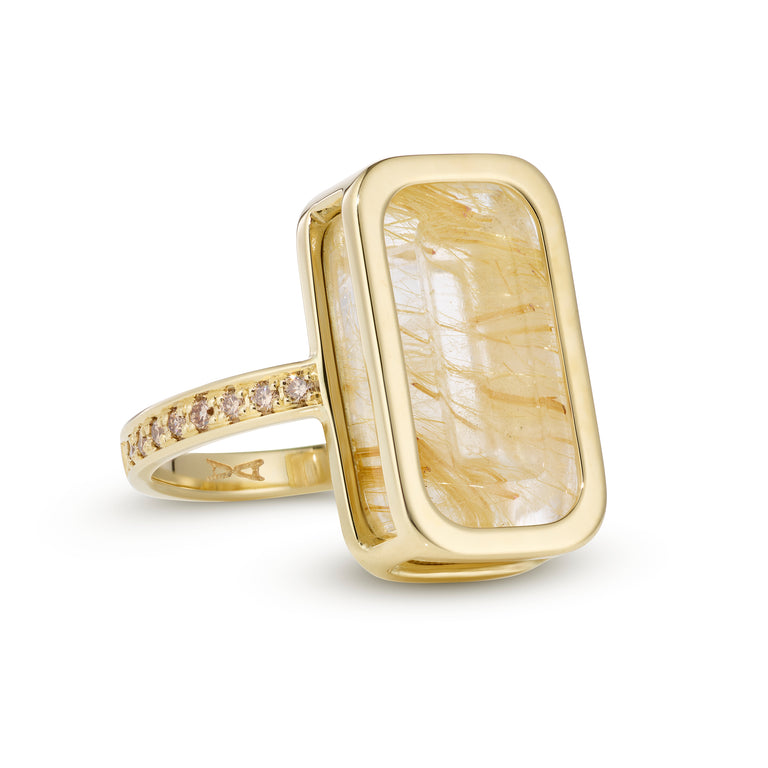 Pfefferminz Ring Stoned Pineapple – Yellow Gold Rutilated Quartz Pfefferminz Ring Stoned Pineapple – Yellow Gold Rutilated Quartz
