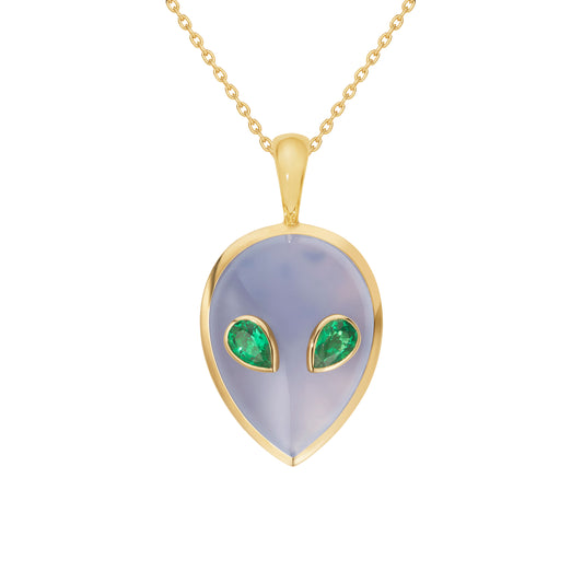 Alien-pendant-yellow-gold-with-lavender-chalcedony-and-tsavorite