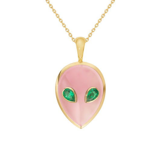 Alien-pendant-yellow-gold-with-pink-opal-and-tsavorite
