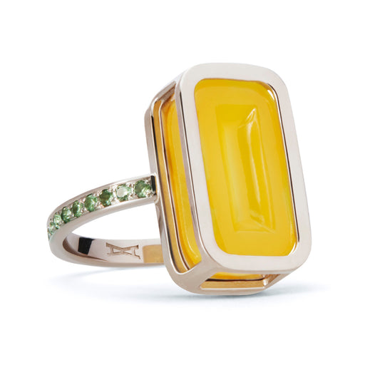 Pfefferminz-ring-lemon-stoned-white-gold-with-yellow-agate-and-tsavorite