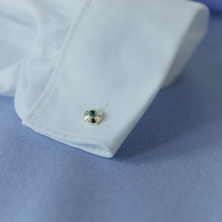 UFO Cufflinks Chained – Yellow Gold Tourmalines UFO Cufflinks Chained – Yellow Gold Tourmalines