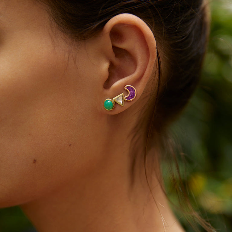 Circle Sticker Studs – Rose Gold Chrysoprase Circle Sticker Studs – Rose Gold Chrysoprase