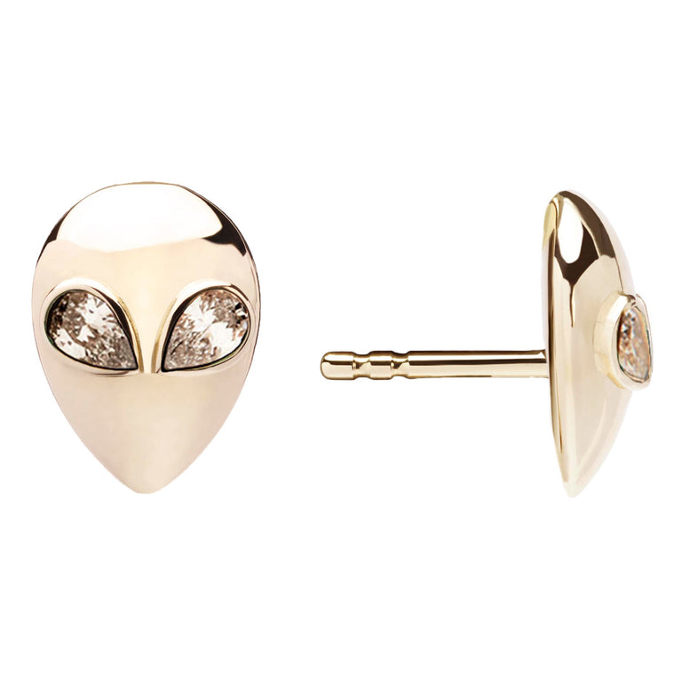 Alien Diamond Earring Studs – Yellow Gold Diamond Alien Diamond Earring Studs – Yellow Gold Diamond