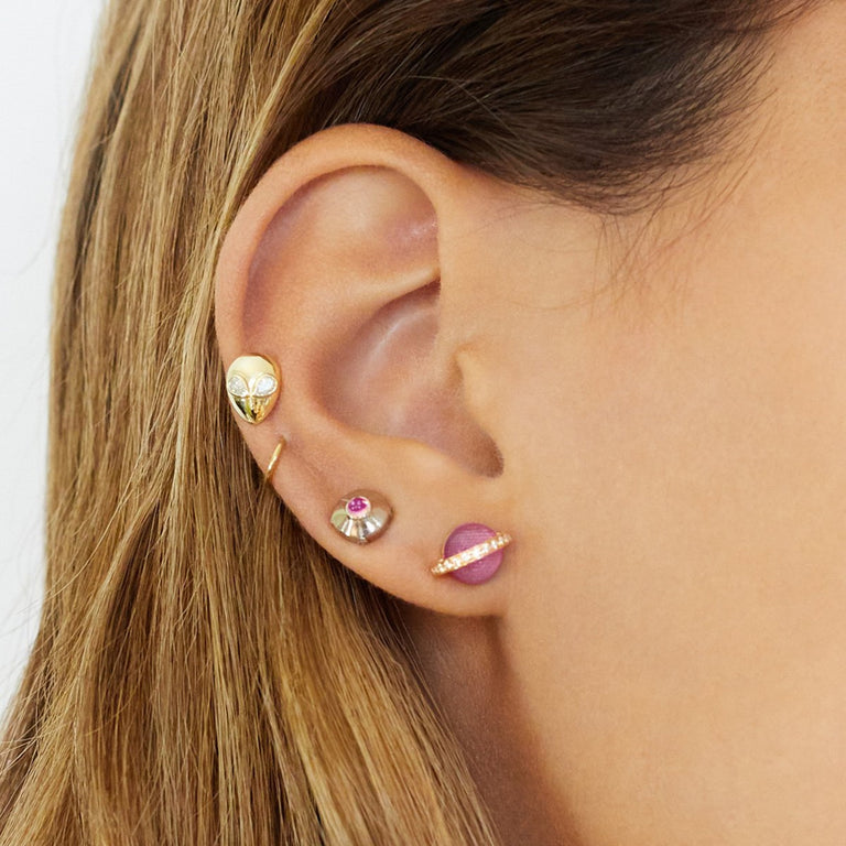 Saturn Studs Stoned – Yellow Gold Chrysoprase Saturn Studs Stoned – Yellow Gold Chrysoprase
