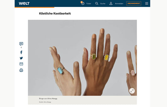 Welt, Germany, May 2021, Pfefferminz Ring Stoned