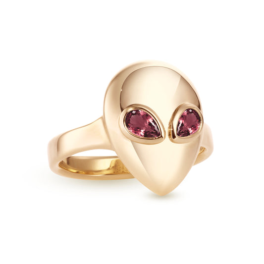 Alien-pinky-ring-yellow-gold-with-rhodolite