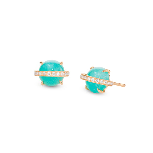 Saturn-studs-stoned-rose-gold-with-amazonite-and-diamond