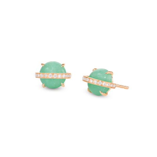 Saturn-studs-stoned-rose-gold-with-chrysoprase-and-diamond