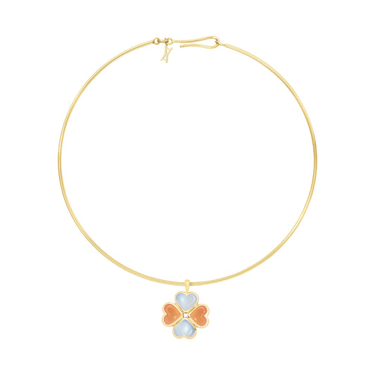 Lucky-charm-choker-yellow-gold-with-chalcedony-and-orange-moonstone
