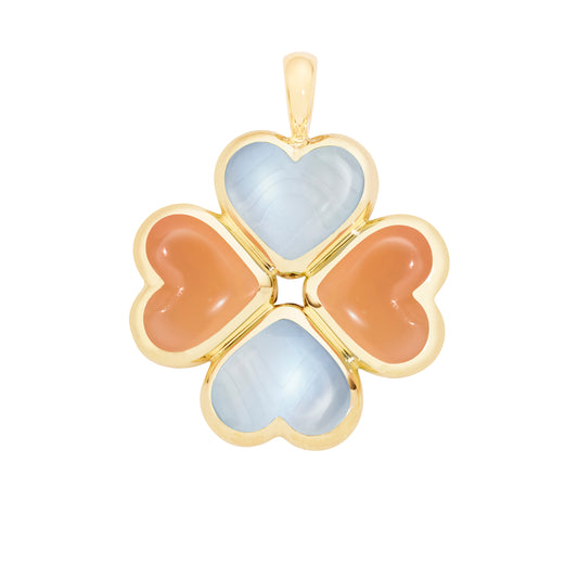 Lucky-charm-pendant-yellow-gold-with-chalcedony-and-orange-moonstone