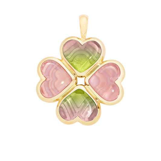 Lucky-charm-choker-yellow-gold-with-watermelon-tourmaline-and-rose-quartz