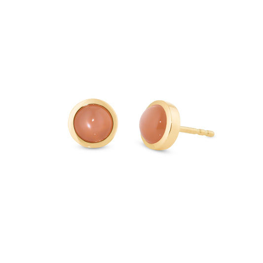 Circle-sticker-studs-yellow-gold-with-orange-moonstone