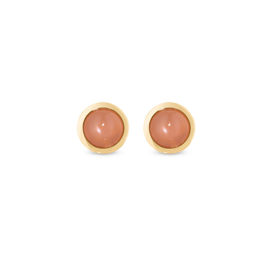 Circle-sticker-studs-yellow-gold-with-orange-moonstone