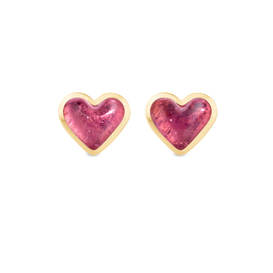 Love-sticker-studs-yellow-gold-with-pink-tourmaline