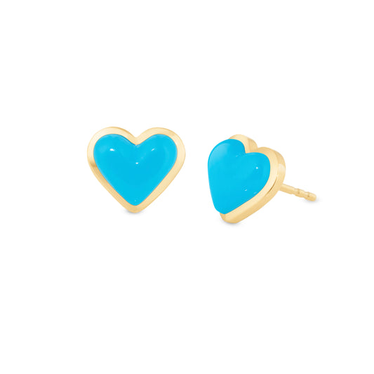 Love-sticker-studs-yellow-gold-with-turquoise