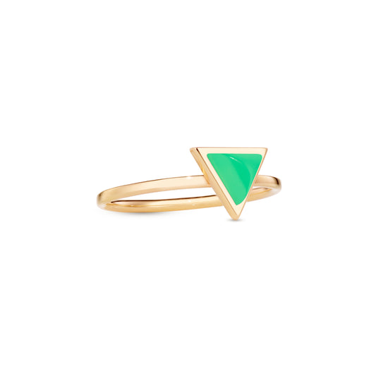 Triangle-sticker-ring-yellow-gold-with-chrysoprase