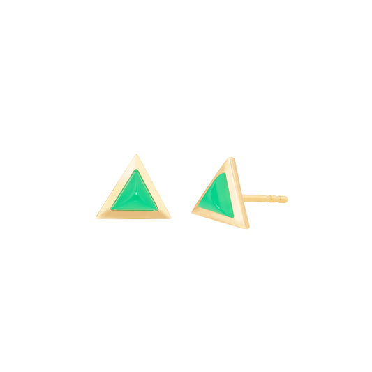Triangle-sticker-studs-yellow-gold-with-chrysoprase