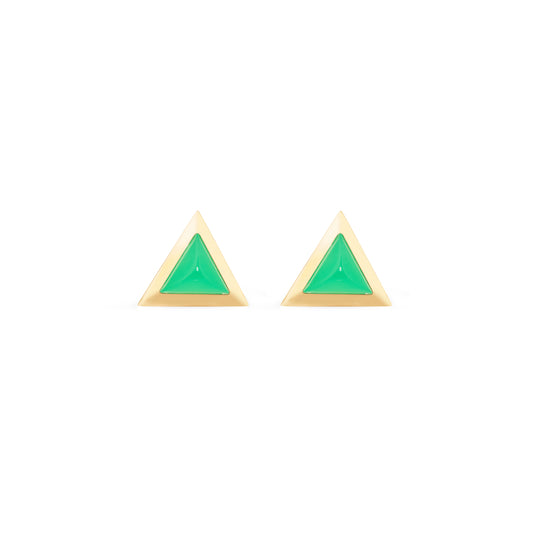 Triangle-sticker-studs-yellow-gold-with-chrysoprase