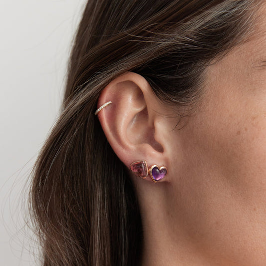 Love-sticker-studs-yellow-gold-with-pink-tourmaline