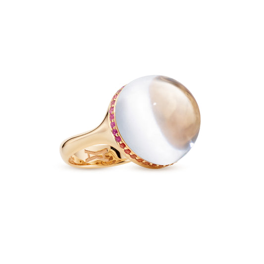 Bath-bubble-ring-stoned-yellow-gold-with-rock-crystal-and-rainbow-sapphire