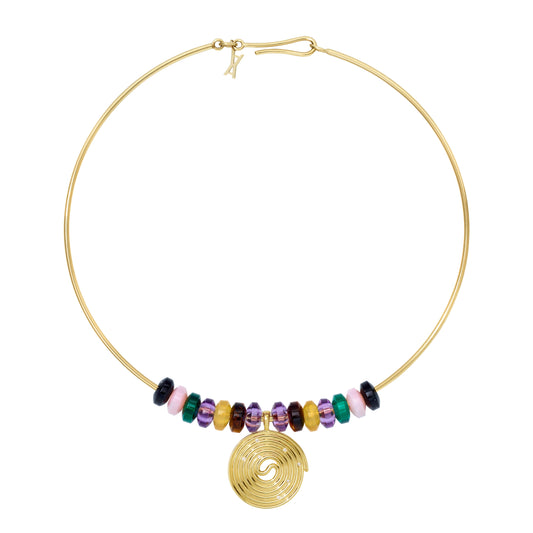 Licorice-choker-yellow-gold-with-multiple-candy-beads