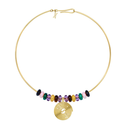 Licorice-choker-yellow-gold-with-multiple-candy-beads