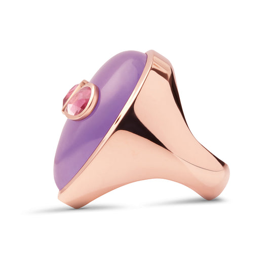 Signature-alien-ring-rose-gold-with-lavender-jade-and-pink-tourmaline