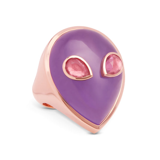 Signature-alien-ring-rose-gold-with-lavender-jade-and-pink-tourmaline