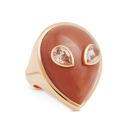 Signature-alien-ring-yellow-gold-with-orange-moonstone-and-diamond