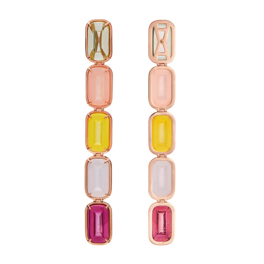 Maxi rainbow pfefferminz-earrings-rose-gold-with-multiple-gemstones